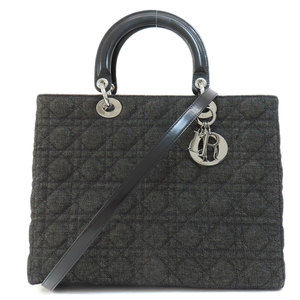 Christian Dior Handbag Denim Leather Black